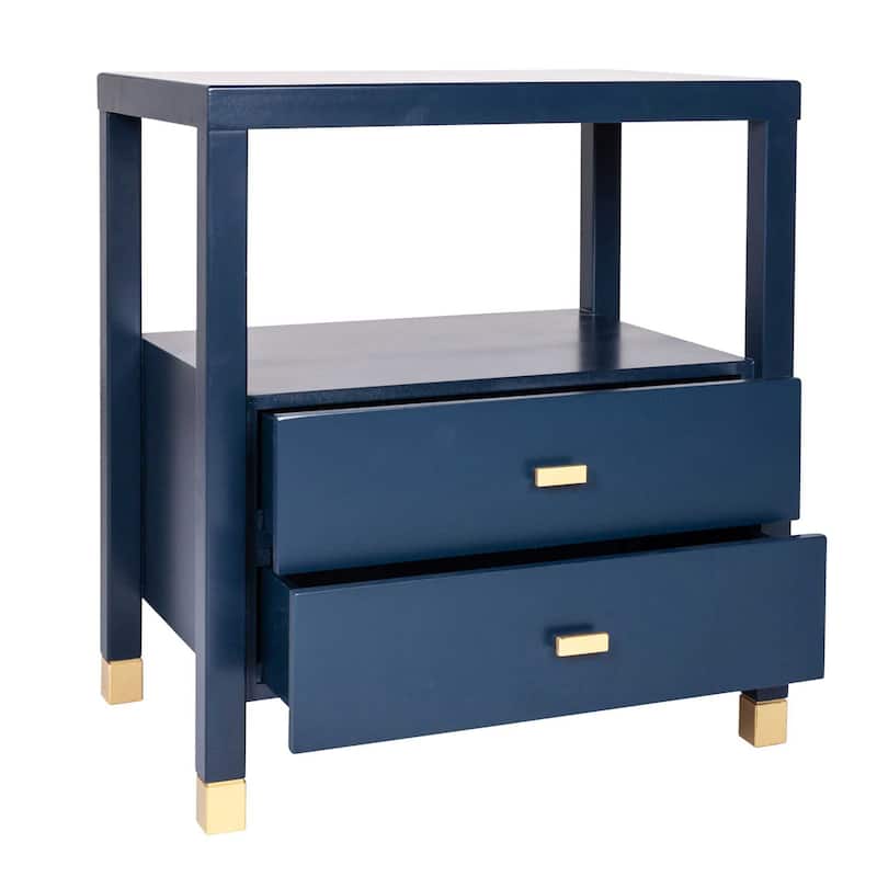 Painted Wood Storage Nightstand With Brass Accents by East at Main