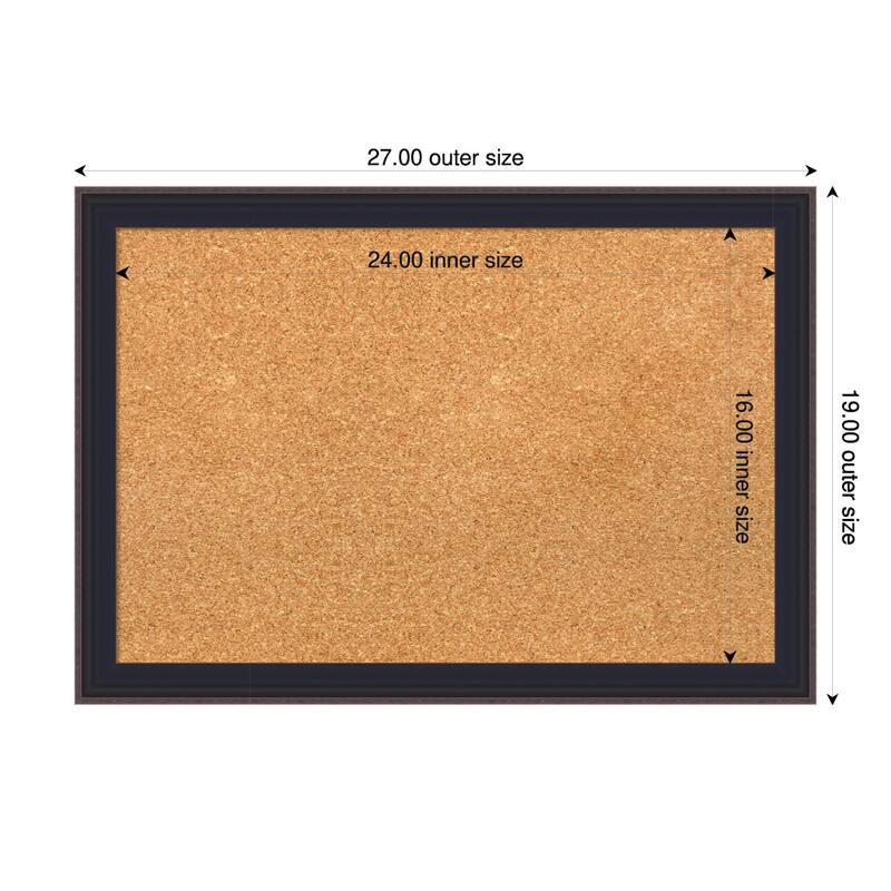 Havana Black Bronze Framed Cork Board - Bulletin Board, Organization Board, Pin Board - Natural - 27 x 19 in