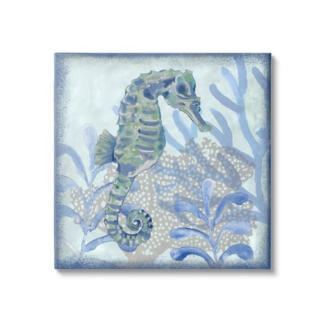Stupell Industries Seahorse Underwater Coral Botanicals Canvas Wall Art by Erica Christopher