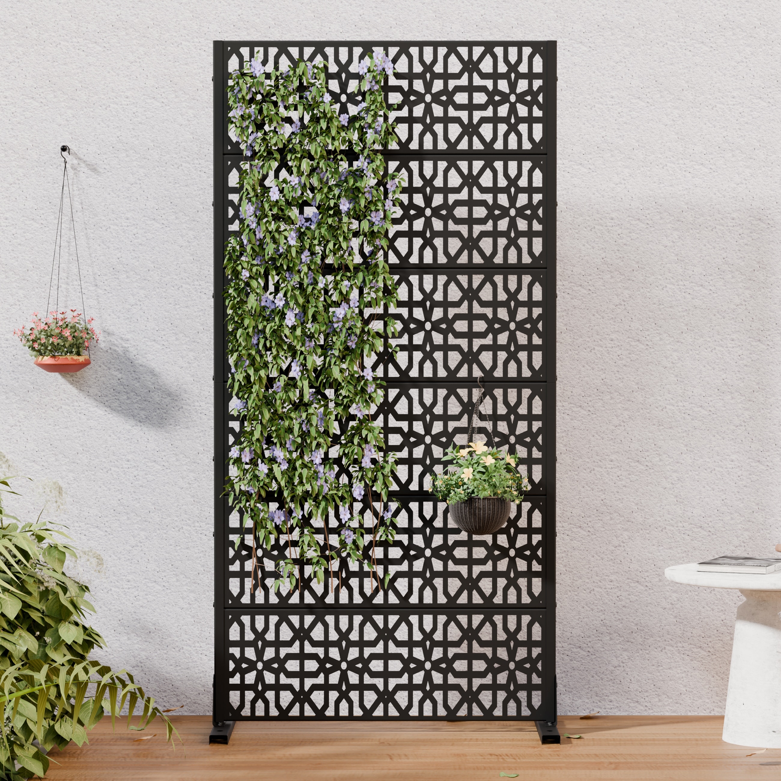 Outdoor Freestanding Metal Privacy Screen Decorative Partition Panel for Patio Garden Balcony