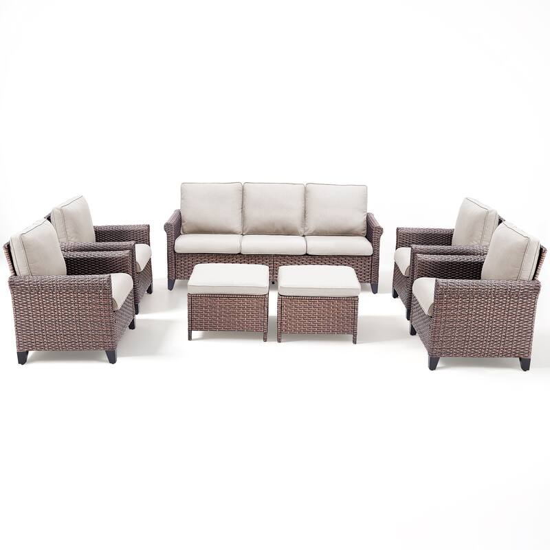 Pocassy Outdoor Sofa with Patio Chairs Funiture Set