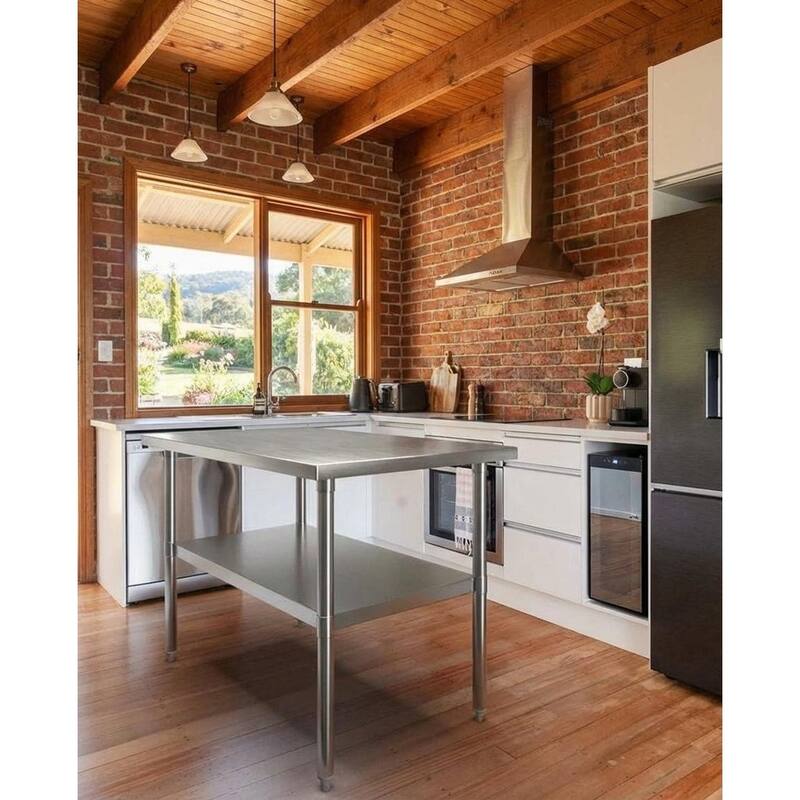 Heavy Duty Stainless Steel Work Table, with Adjustable Undershelf