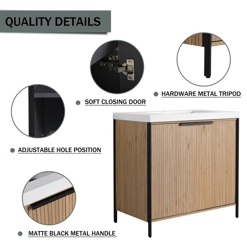 59-inch Double Sink Bathroom Vanity with Adjustable Shelves, Soft-Close Hinges, Resin Basin