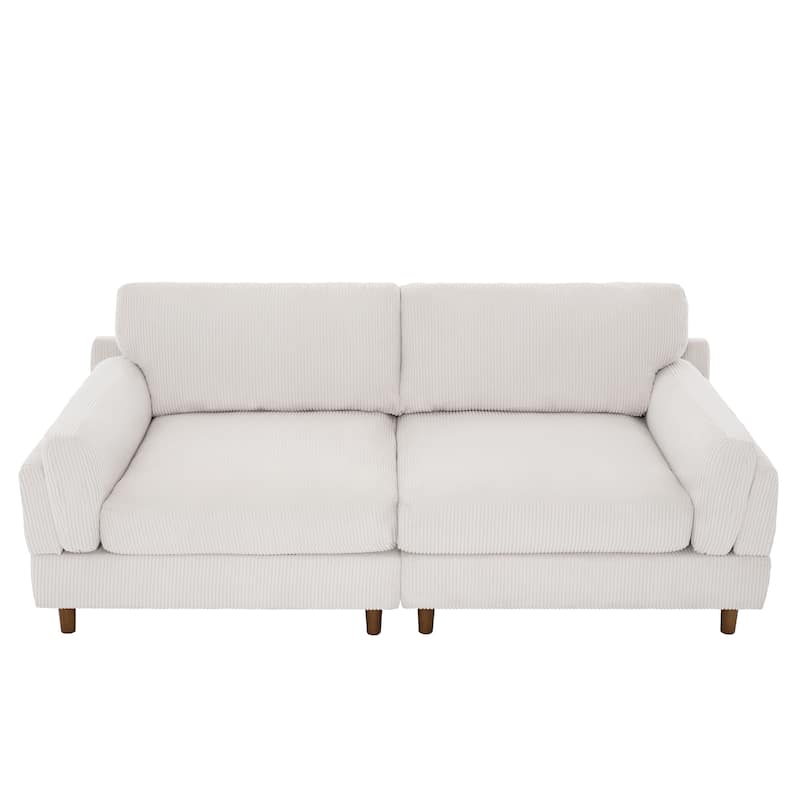 90" Oversized Corduroy Living Room Sofa With Reversible Cushions