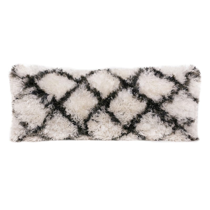 Sevita Soft Shag Glam Distressed Diamond Throw Pillow