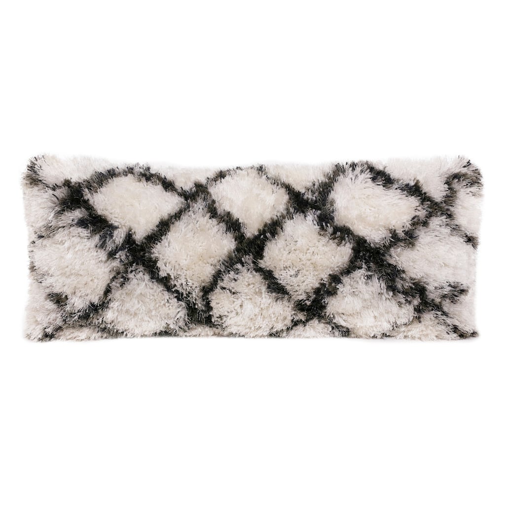 Sevita Soft Shag Glam Distressed Diamond Throw Pillow