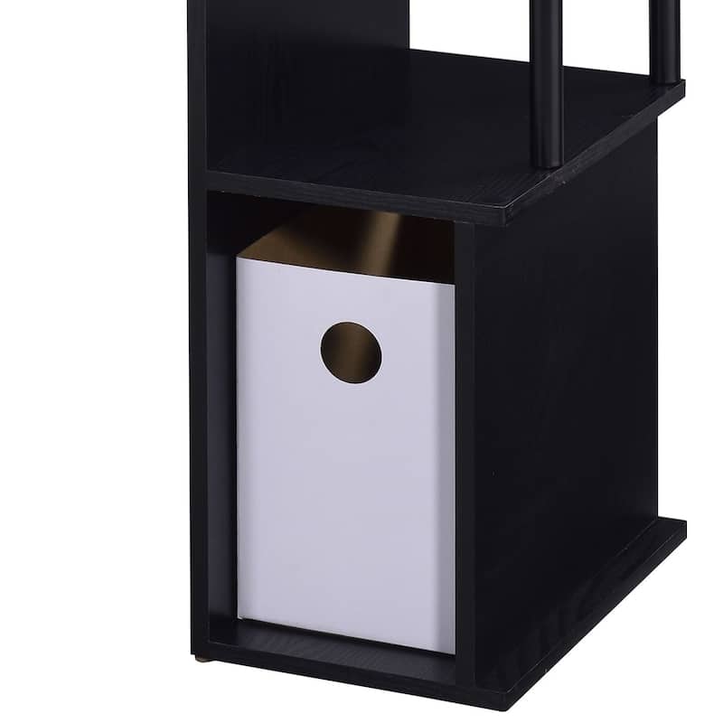 Anmytek Black L Shaped Computer Desk with Keyboard Tray and Storage Modern Home Office Desk for Small Spaces