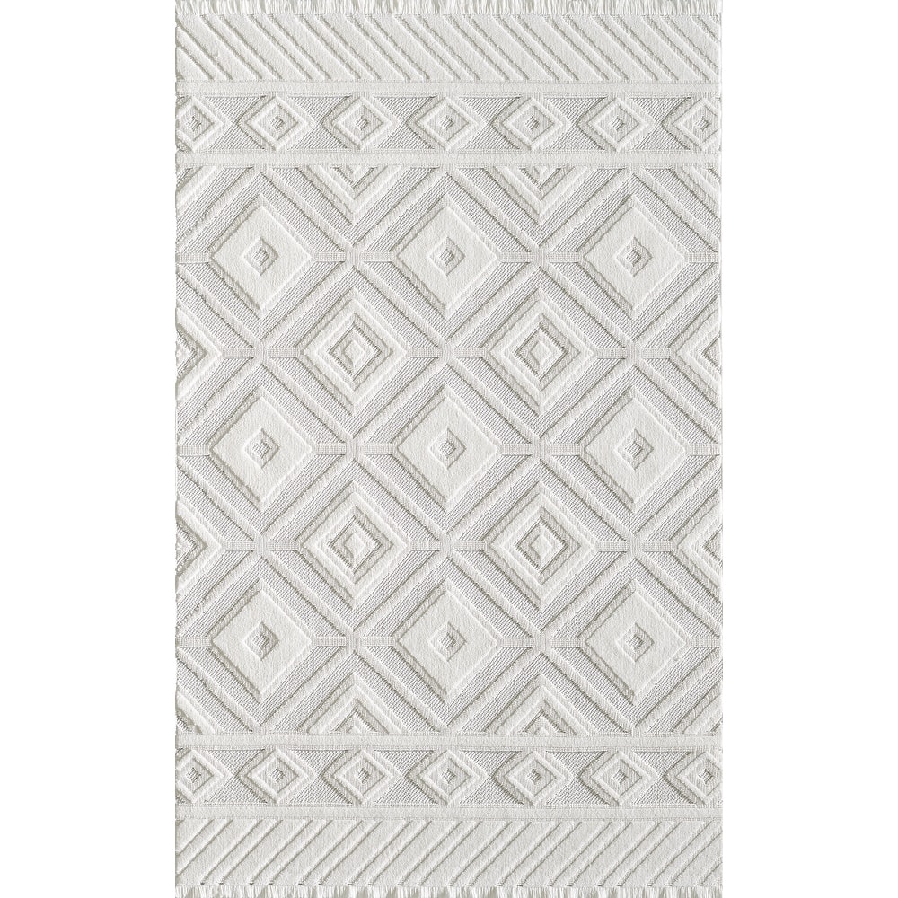 Milos Collection Diamond Pattern Space-dyed Polyester Rug
