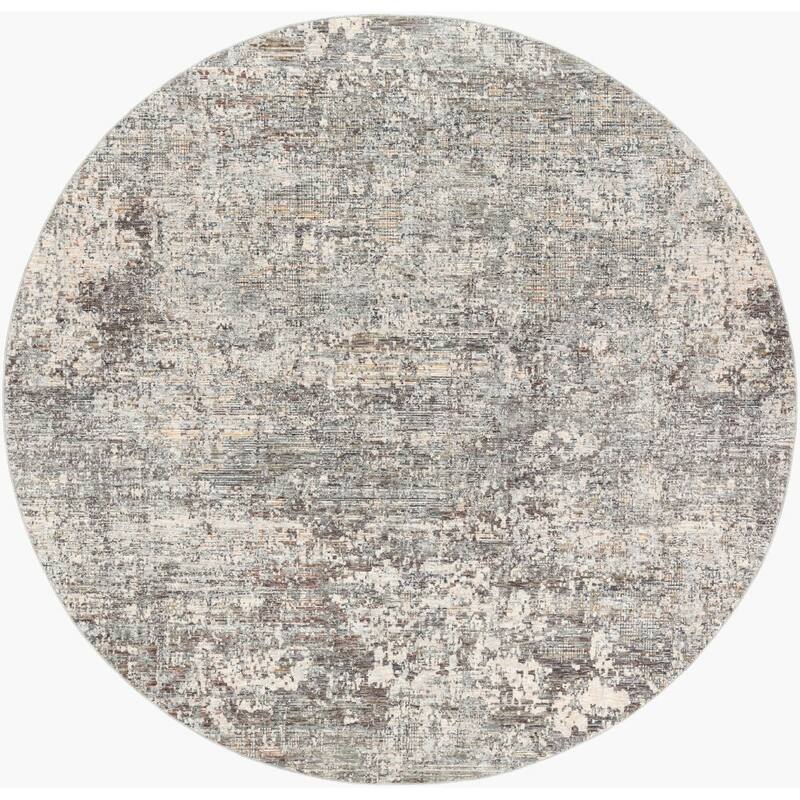 Livabliss Modern & Contemporary Presidential Abstract Area Rug - 7'10" x 7'10" Round - Grey