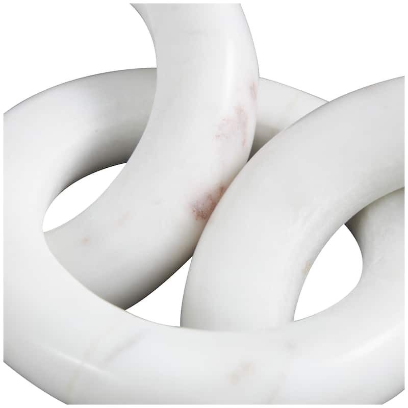 Modest White Marble Geometric 2 and 3 Link Chain Sculpture