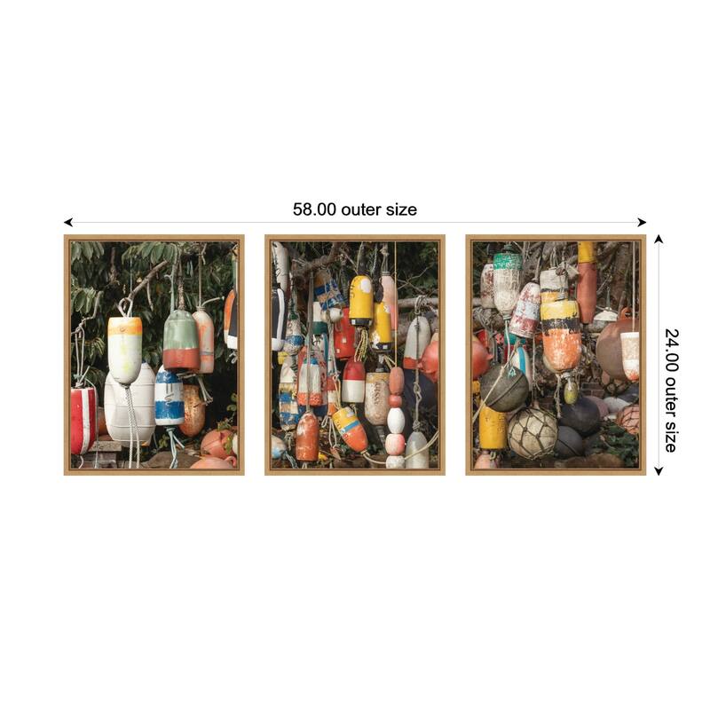 Kate and Laurel Buoys No. 1 No. 2 and No.3 3 Piece Framed Canvas Wall Art Set by Emiko and Mark Franzen F2 Images