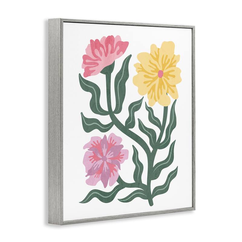 Stupell Modern Blooms with Curved Leaves Framed Giclee Art Design By Kim Allen