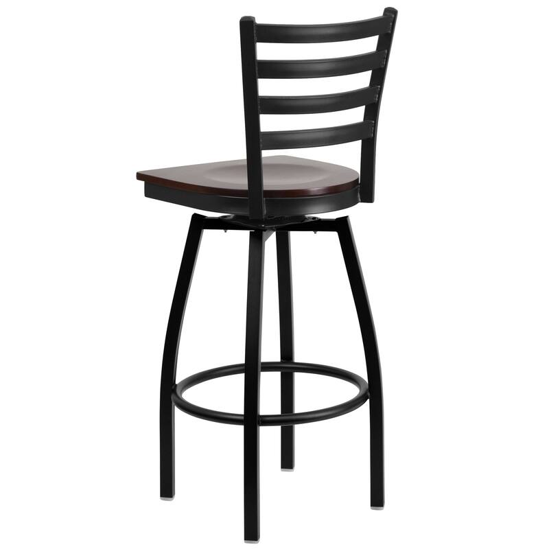 2 Pack Hercules Series Ladder Back Swivel Metal Barstool - 16.5"W x 20.5"D x 44.5"H - 16.5"W x 20.5"D x 44.5"H