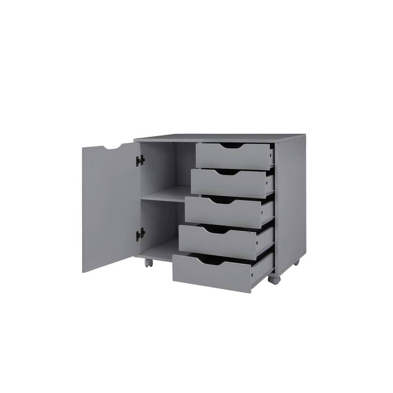 Sleek Modern Drawer Dresser Storage Cabinet with Grooved Drawer Pulls, Multipurpose Office File Storage Cabinet