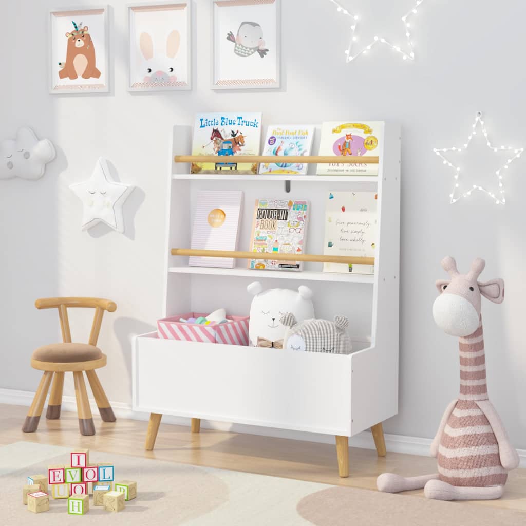 Kids Bookshelf, Book and Magazine Rack, Book Organizer, toy Storage Cabinet Organizer, White聽
