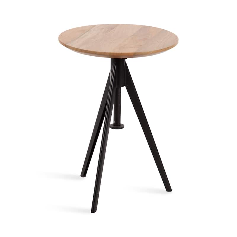 Kate and Laurel Keres Adjustable Side Table - 16x16x28 - Natural/Black