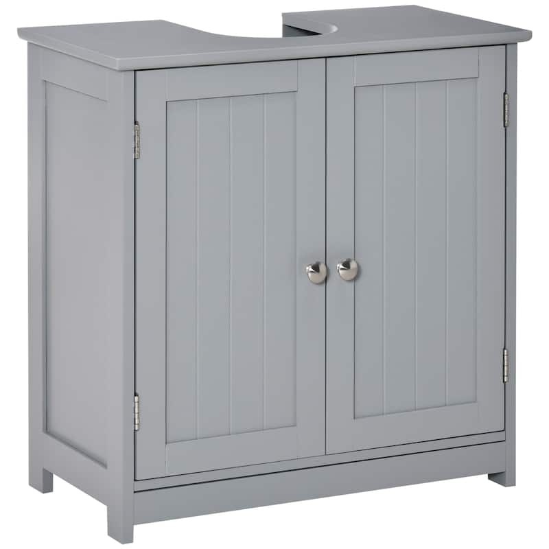 Sink Storage Cabinet, Vanity Base Cabinet, Under Sink Bathroom Cabinet with U-shape Cut-Out and Adjustable Internal Shelf, Gray - Gray
