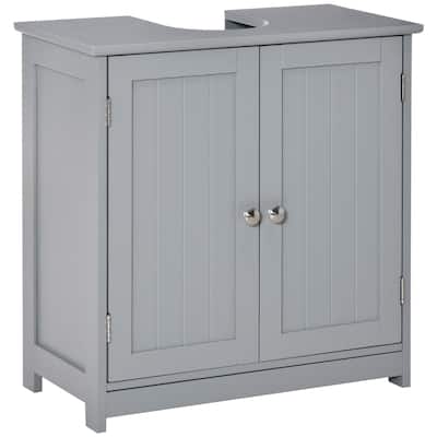 Sink Storage Cabinet, Vanity Base Cabinet, Under Sink Bathroom Cabinet with U-shape Cut-Out and Adjustable Internal Shelf, Gray