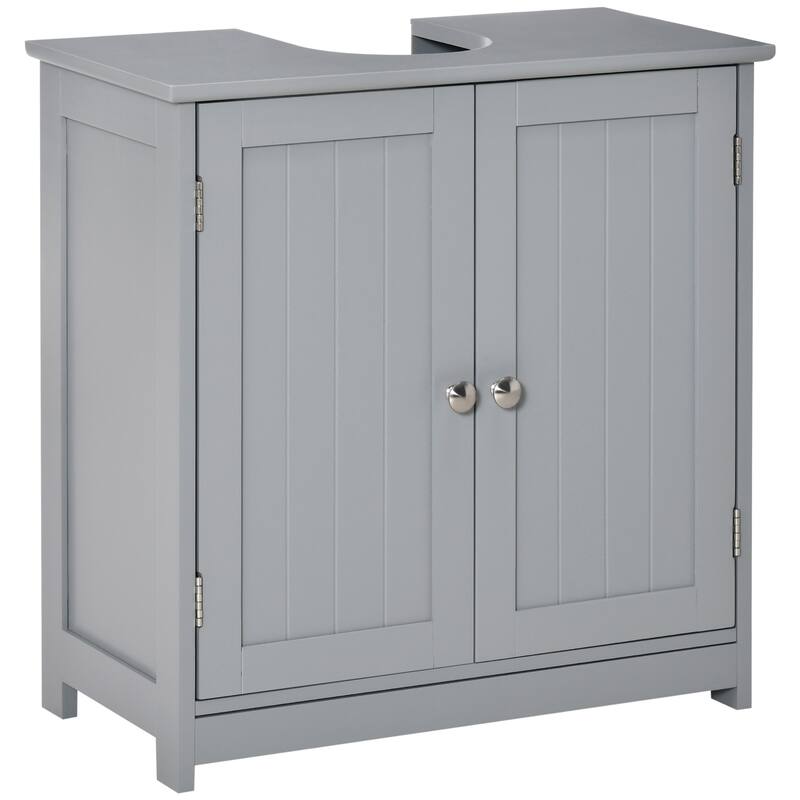Space-Saving Under Sink Storage Cabinet, Pedestal Sink Vanity with Adjustable Shelf, Black Finish - 23.5in L MDF - 23.5in L Gray