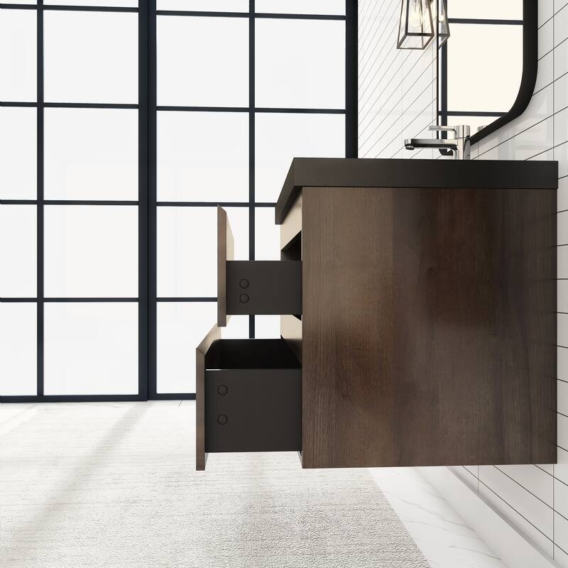 Floating Bathroom Vanity with Quartz Sand Top