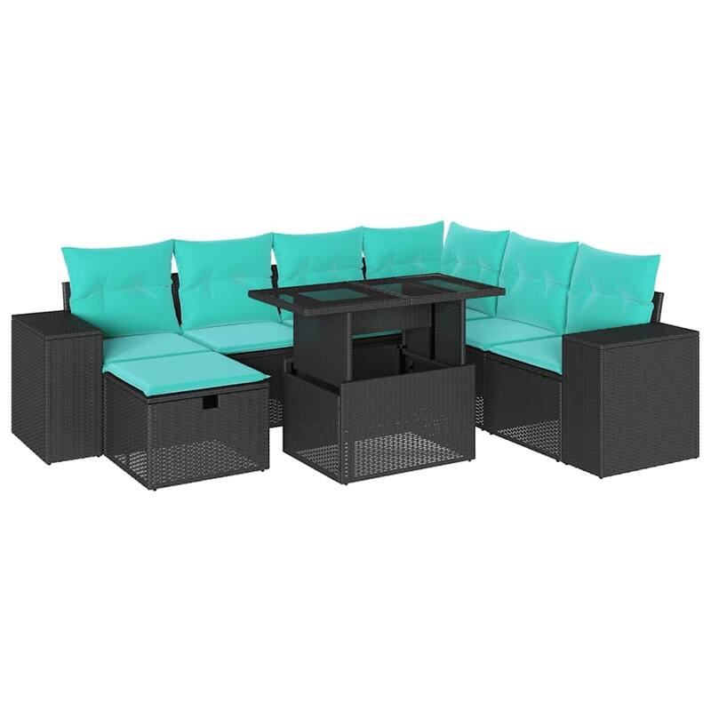 vidaXL Patio Sofa Set with Cushions Sectional Couches 8 Piece Poly Rattan - 24.4 x 24.4 x 27.2