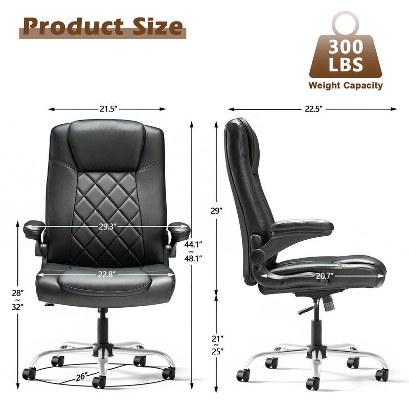 Executive Office Chair w/ Flip-Up Arms & Lumbar Support