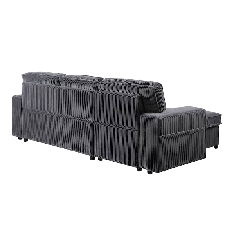 96" Chenille Sleeper Sectional Sofa with Storage Chaise