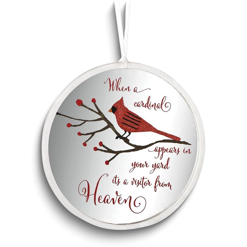 Curata Glass Disc Cardinal Memorial Ornament