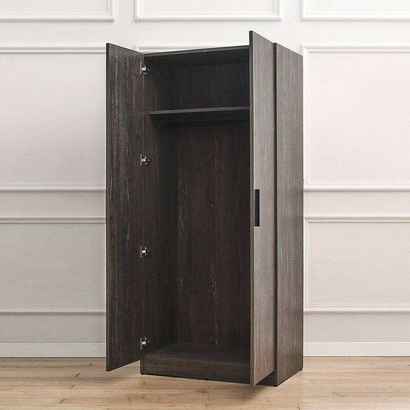 Willow Two-Door Wood Closet with One Shelf in Rustic Gray