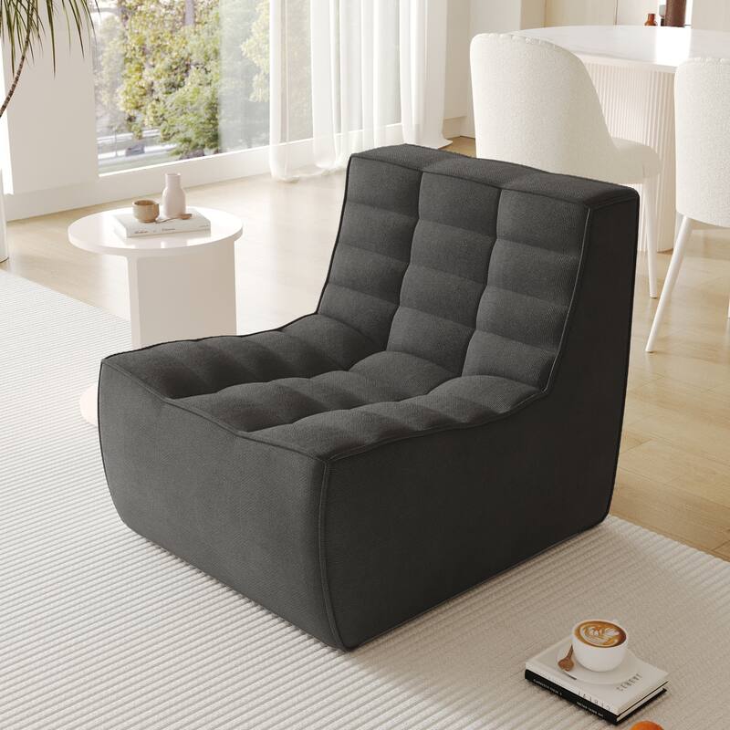 27.56'' Single Bean Bag Chair Lazy Floor Sofa Couch Fireside Chair - Black