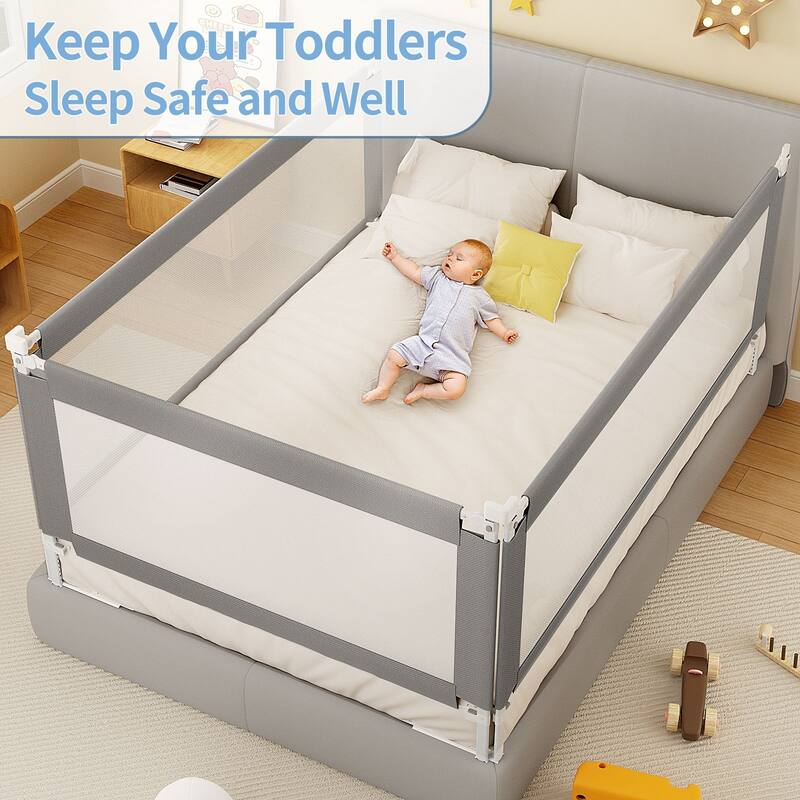 Bed Rail for Toddlers, Detachable Baby Bed Rail Guard - White