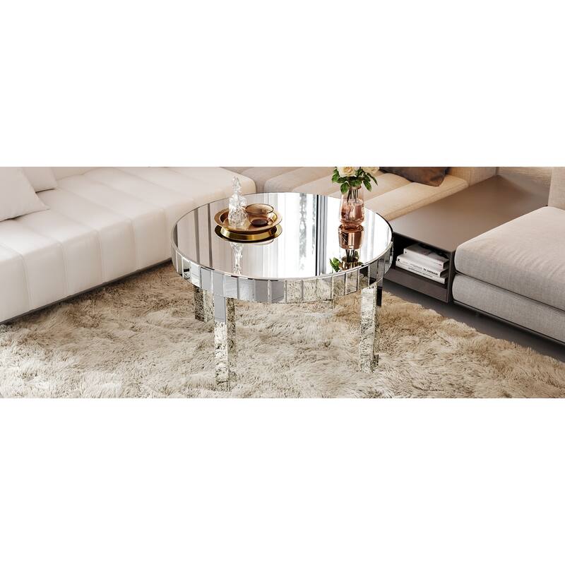 GDF Studio - Dazzling Art Deco Mirrored Round Coffee Table