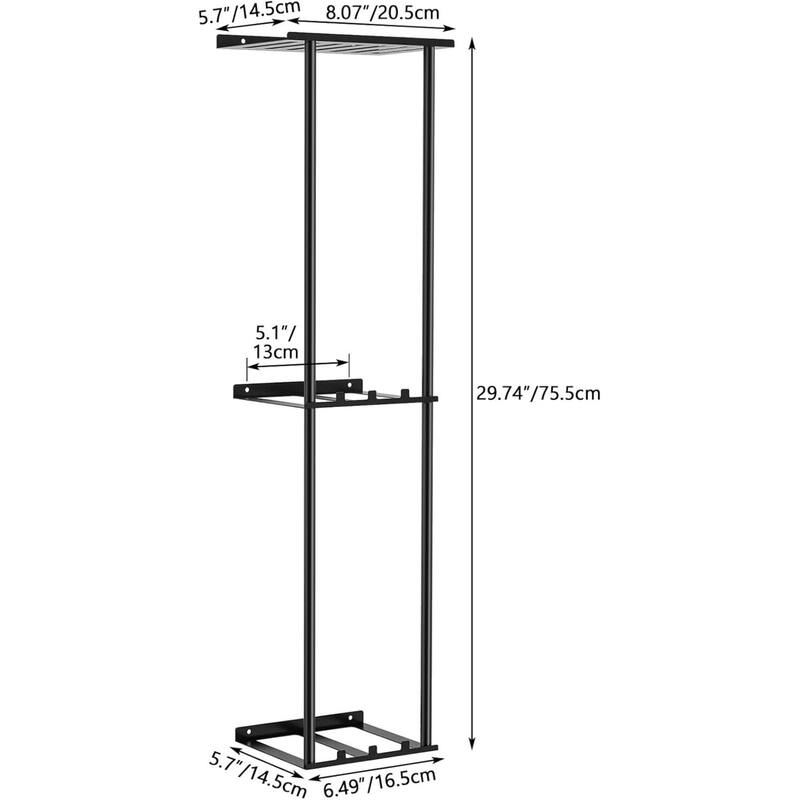 Wall-mounted towel rack with 6 hooks, 3 shelves