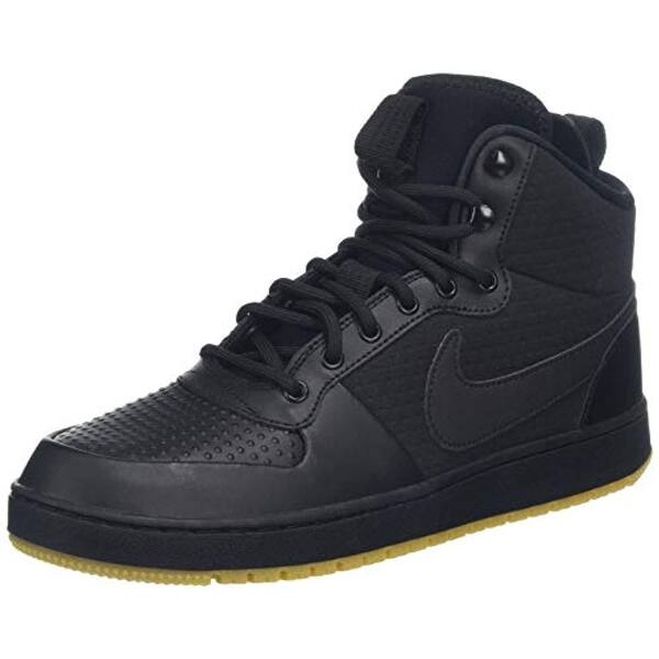 Shop Nike Men S Ebernon Mid Winter Shoe Black Black Gum Light