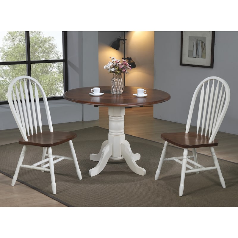Extendable Dining Set 42" Round Table & 2 Retro Chairs - Art Deco Style