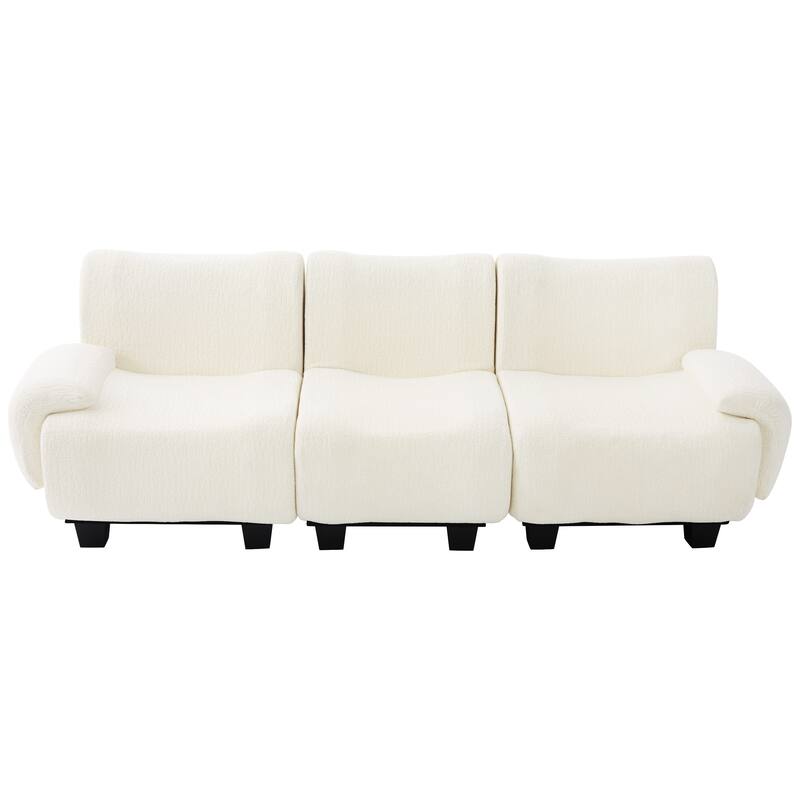 Roomfitters 95 Inch Modern 3-Seater Sofa Couch with Rounded Armrests and Deep Seating, Chenille