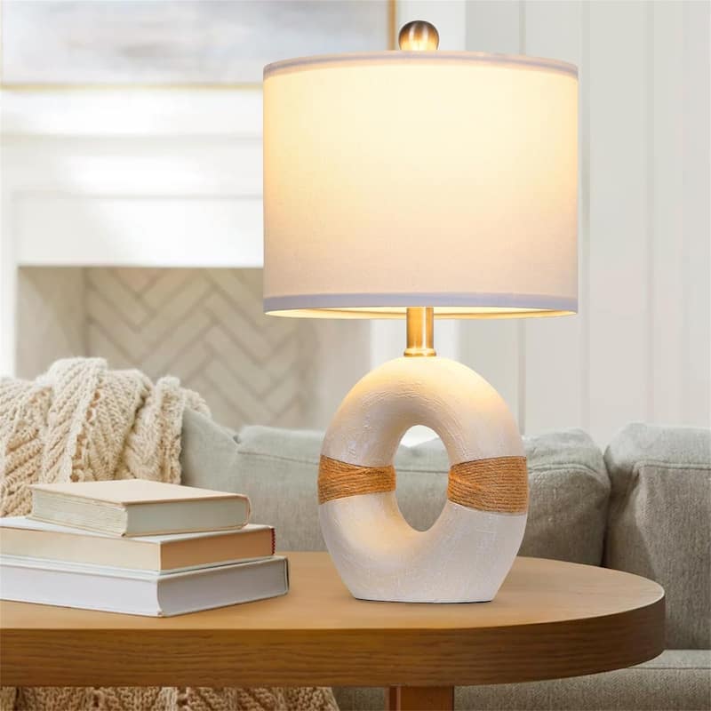 18” Farmhouse Style Bedside Lamp Set of Two