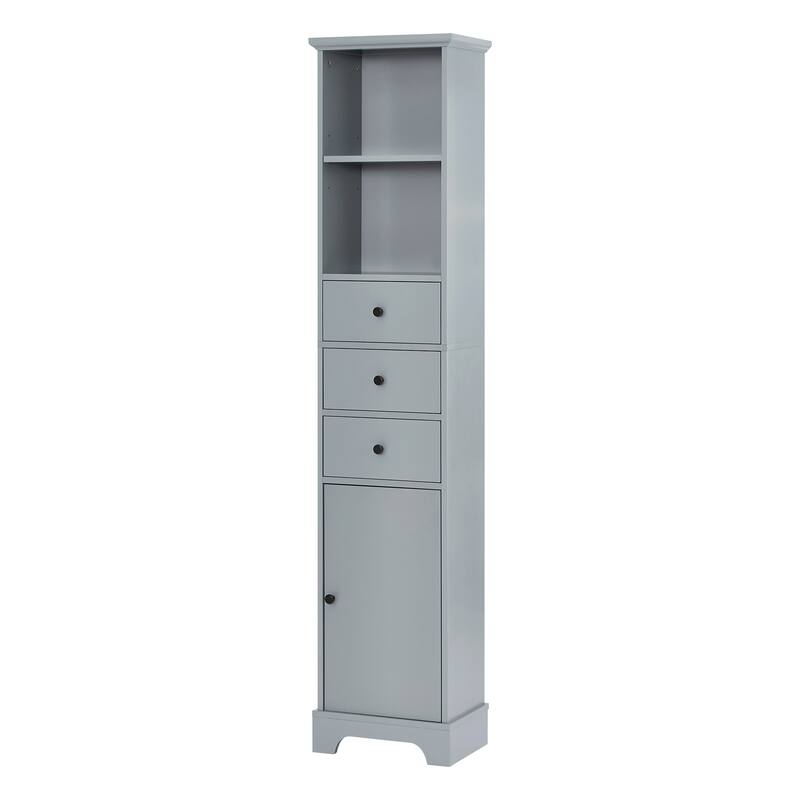 Tall Bathroom Cabinet, Freestanding Storage Cabinet with 3 Drawers and Adjustable Shelf