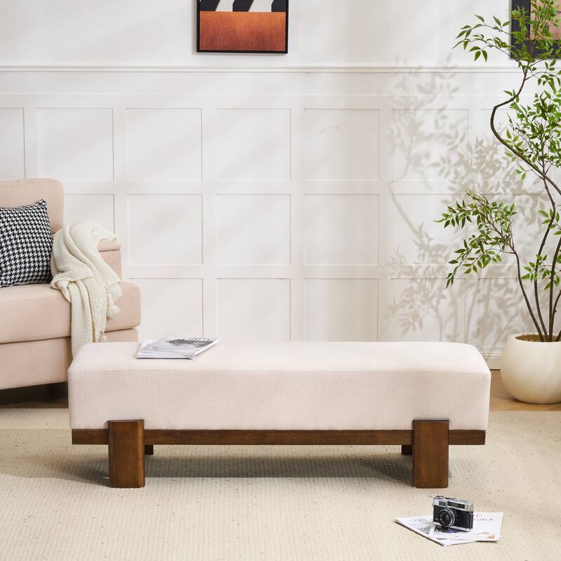 Christopher Knight Home - Kirov 54.75" Modern Upholstered Entryway Bench with 9" Thick Cushioned Seat & Solid Wood Legs