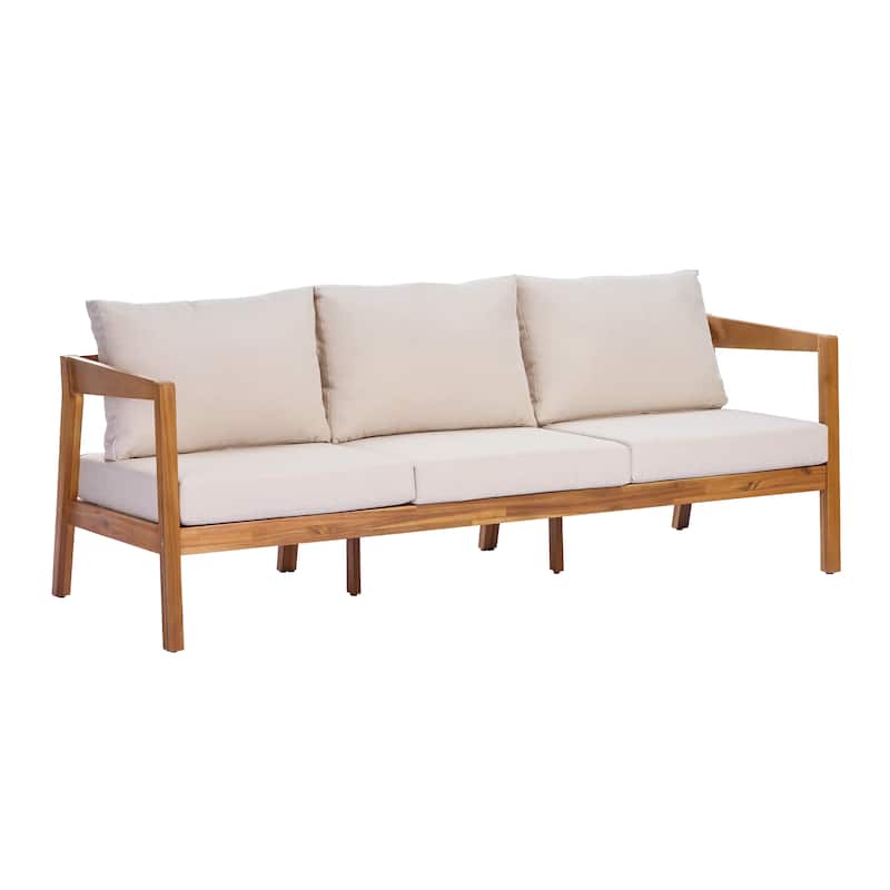 Christopher Knight Home Elara Acacia Wood 3-Seater Outdoor Lounge Sofa