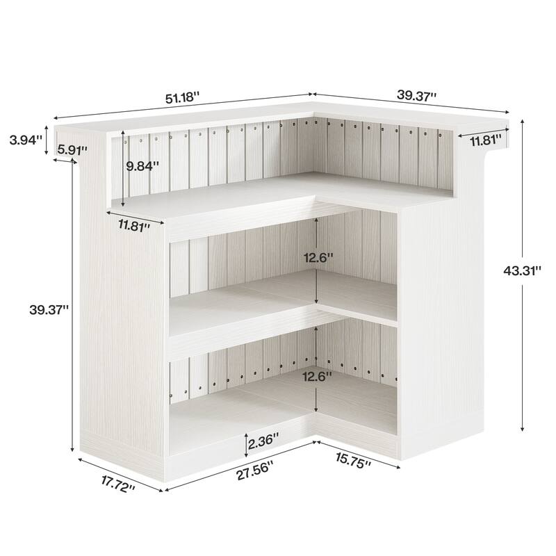 4-Tier L-Shaped Corner Home Liquor Bar Unit Table with Storage
