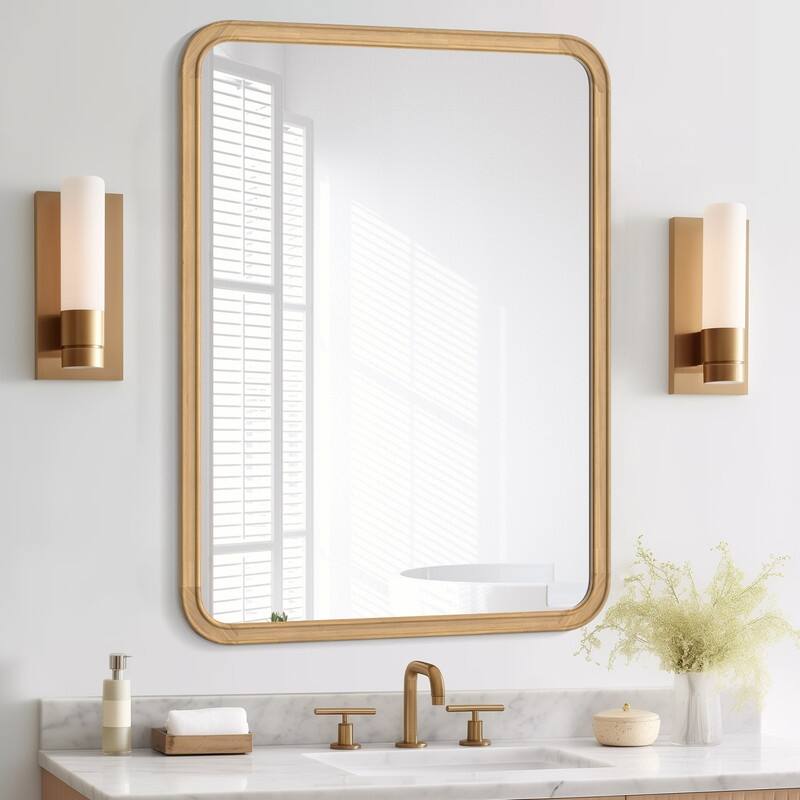 Pine Wooden Framed Standard Farmhouse Style Rectangle Wall Mirror