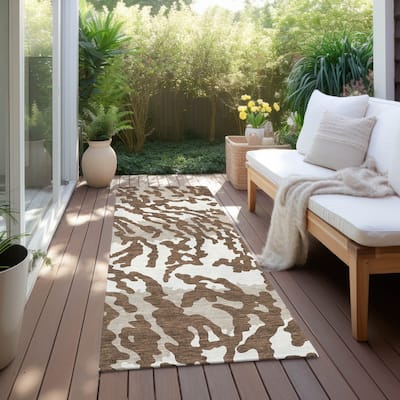 Machine Washable Indoor/ Outdoor Chantille Abstract Animal Print Rug