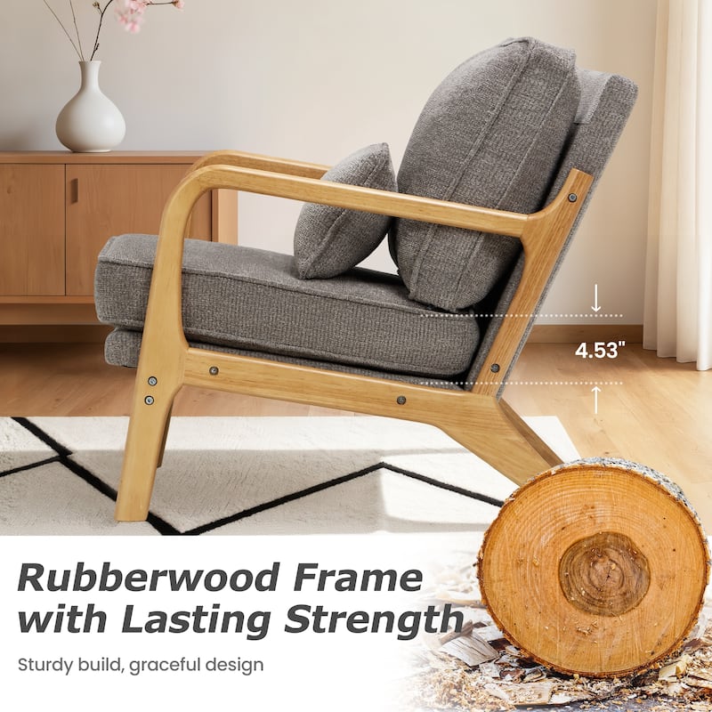 RENEWLINE Mid Century Modern Accent Chair with Lumbar Pillow