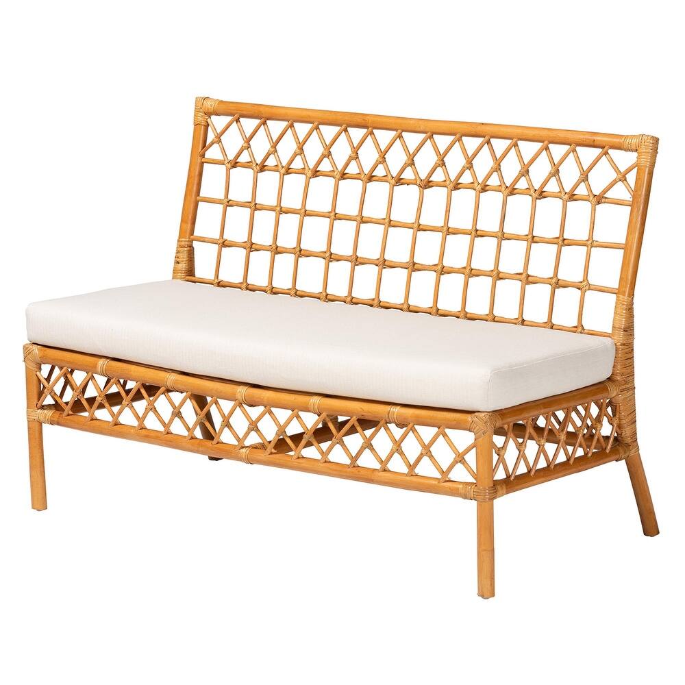Capella Modern Bohemian Honey Rattan Dining Bench
