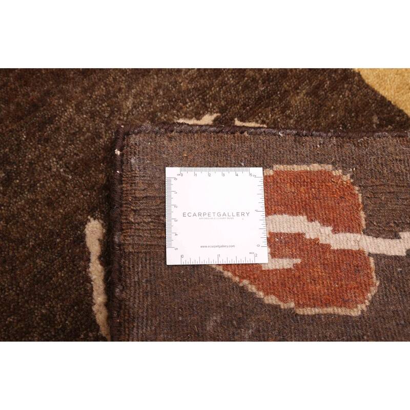 ECARPETGALLERY Hand-knotted Opulence Dark Brown Wool Rug - 2'7 x 9'11