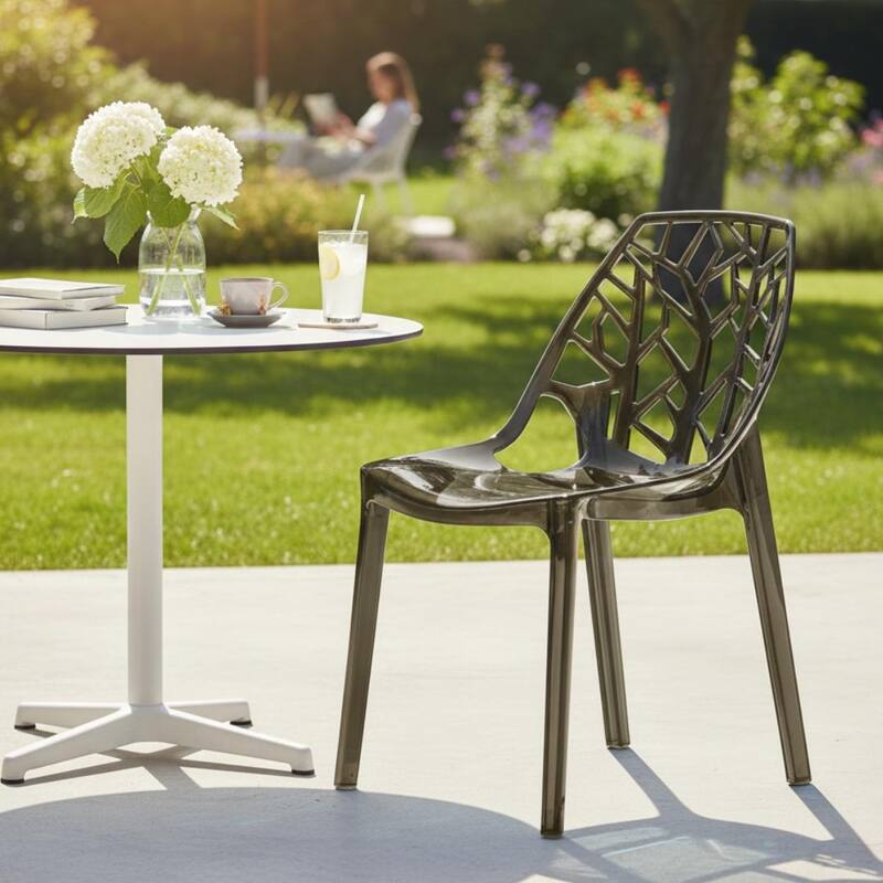 Cornelia Modern Stackable Accent Dining Chair with Cut-out Backrest Design Side Chair for Dining Rooms, Patios, or Kitchens