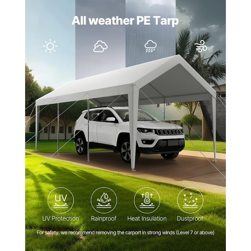 Galvanized Steel Portable Garage with Car Canopy and Sidewalls