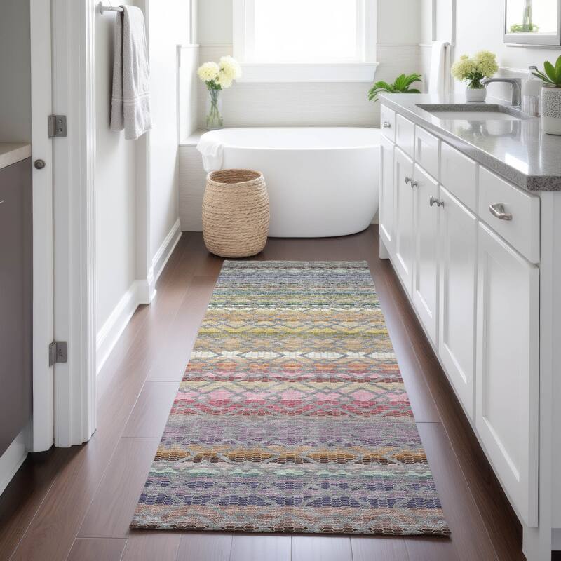 Machine Washable Indoor/ Outdoor Cabo Stripe Chantille Rug