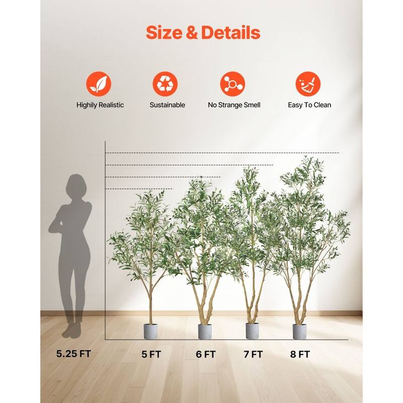 5 ft Artificial Olive Tree with 42 Fruits and 720 Lifelike Leaves Flexible Branches for Home - 28.74 x 28.74 x 60.63 in